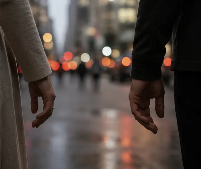 Emotional distance between couples in busy city relationship stress