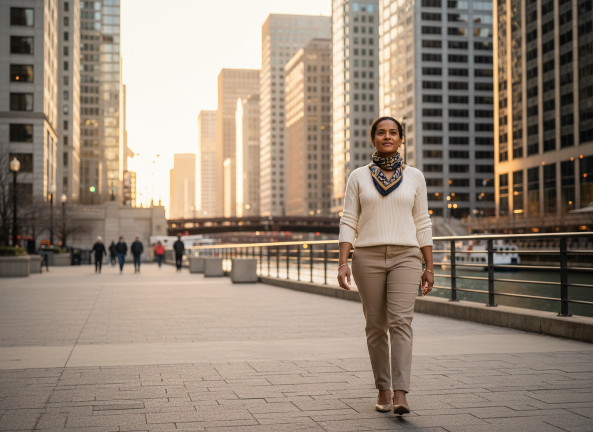 Adult walking with calm confidence while dating after healing