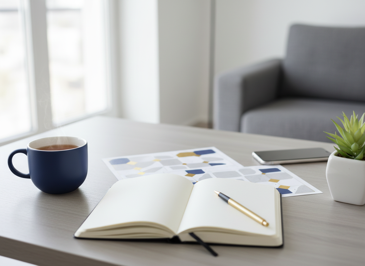 Dating after healing with a grounding routine and reflective desk vignette