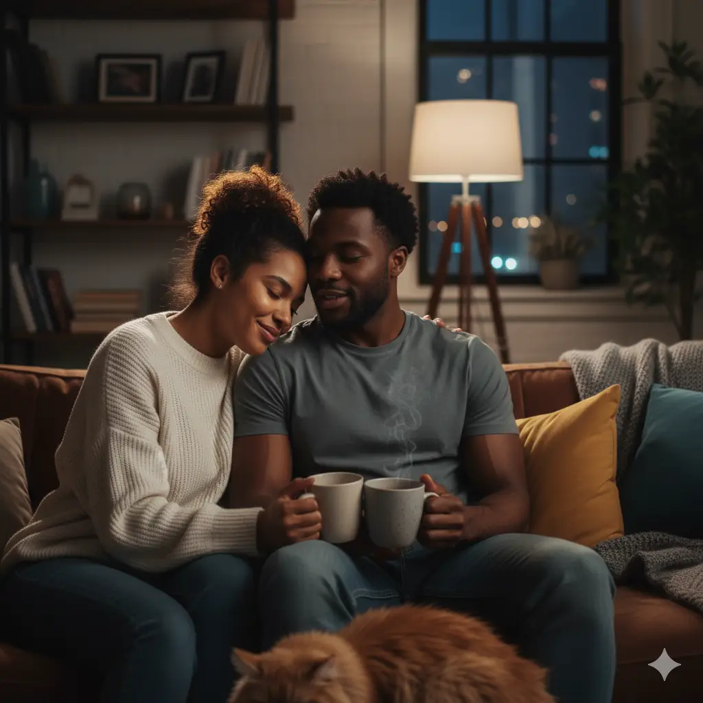 Diverse couples and individuals in intimate, realistic settings representing kink-affirming therapy