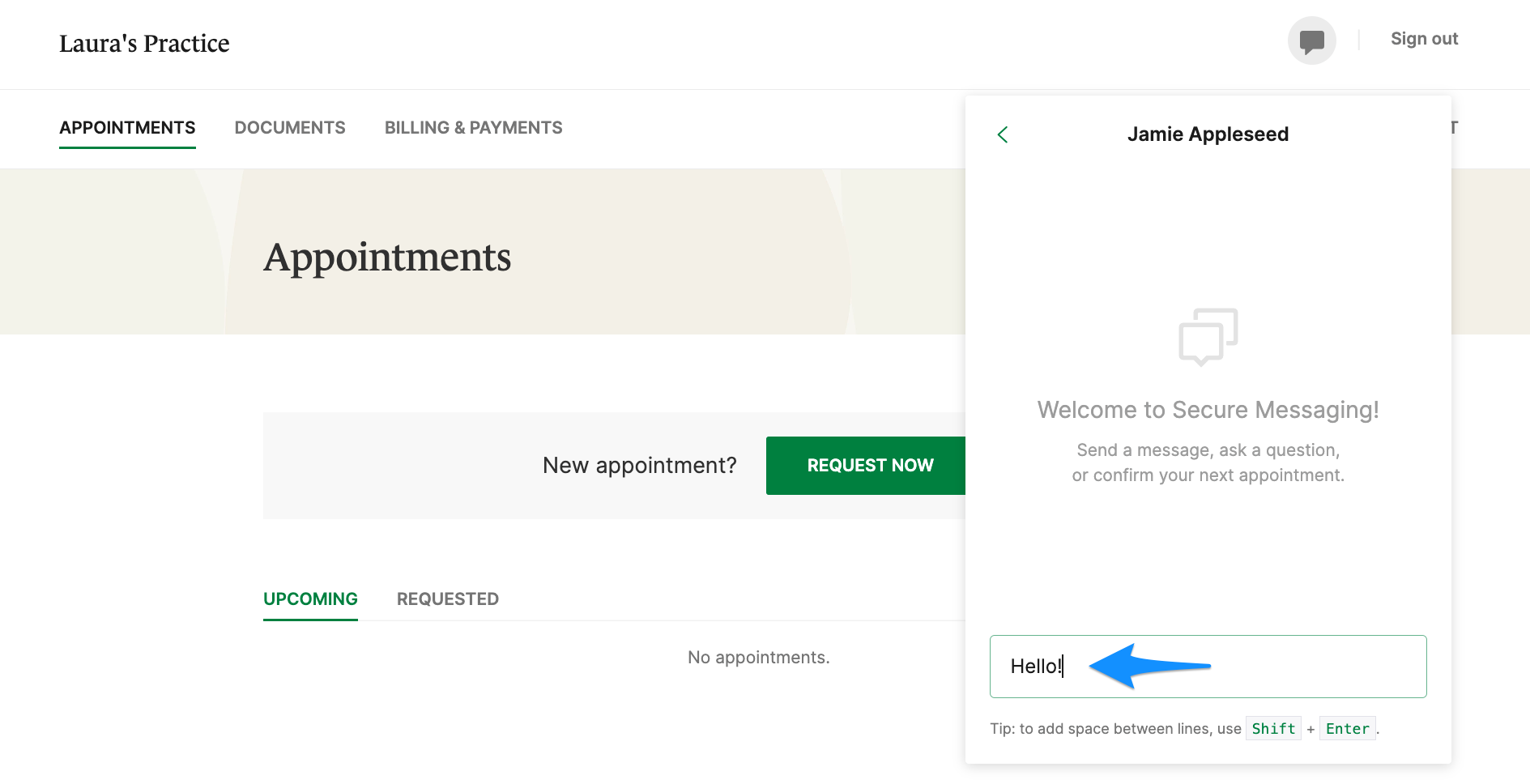 Login to SimplePractice client portal for secure messaging
