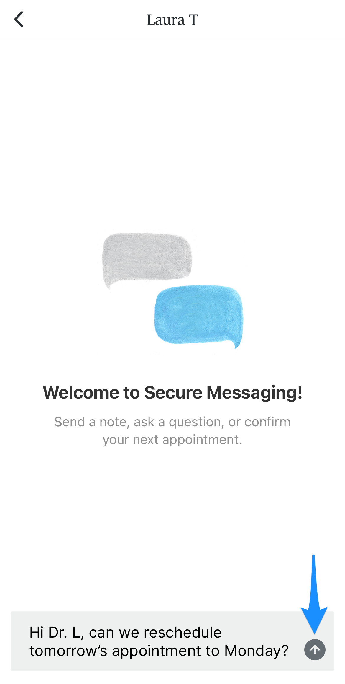 Compose new message to therapist in SimplePractice app