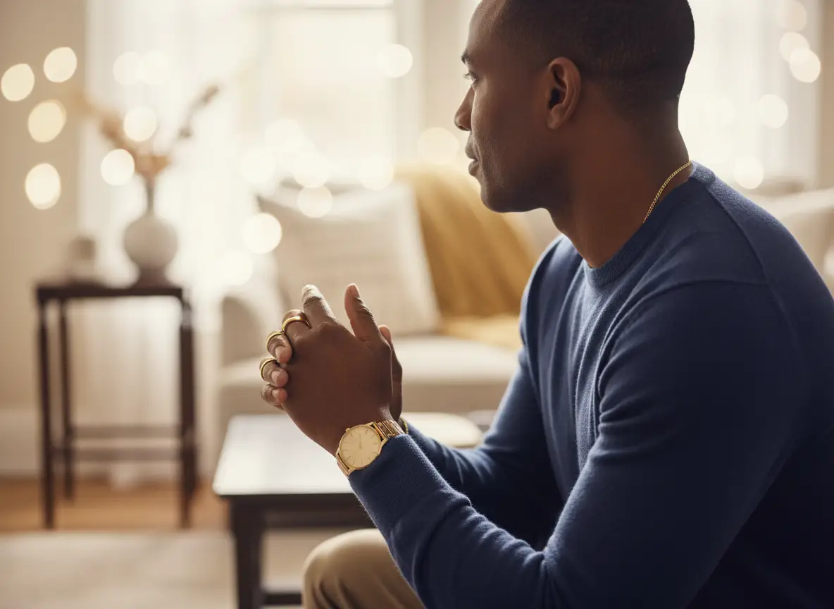 Adult practicing calm coping tools for anxiety symptoms