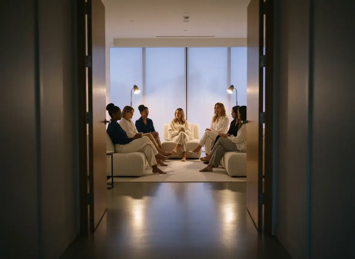 Half-open hallway door suggesting a welcoming therapy space