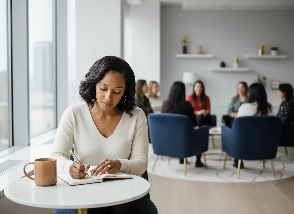 Journaling reflection moment during personal growth work
