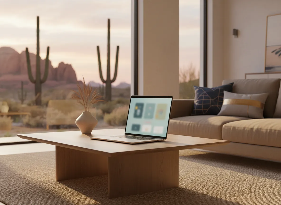 Comfortable Arizona living room used for secure virtual therapy
