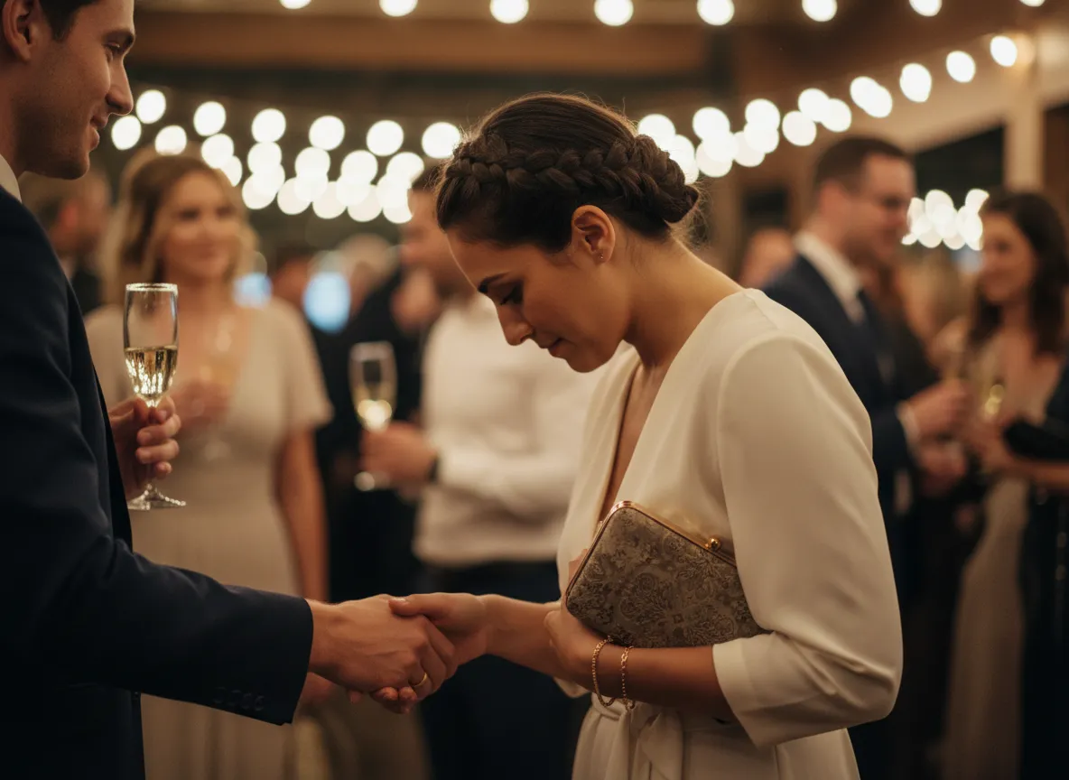 Person attending a happy event while still feeling overwhelmed and emotionally tired